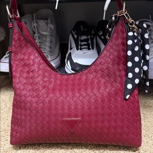 GUESS Crimson Woven Shoulder Bag
